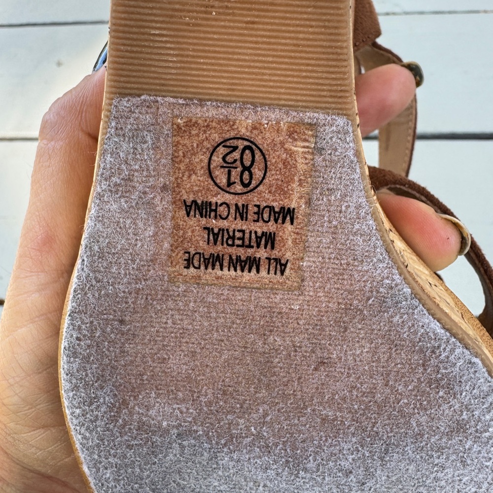 Cityclassified Brown Suede Fringe Wedge Sandals – Size 8.5 - Picture 9 of 16